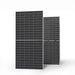Front and rear view of a Renogy 590W Bifacial Monocrystalline Solar Panel showing the premium N-type cell structure and durable silver aluminum frame on a clean white background.