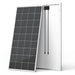 Side profile and front view of the Rich Solar 200W solar panel illustrating its sleek design and high-quality build.