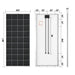 Close-up of the Rich Solar 200W panel corner highlighting the robust frame construction and protective seal.