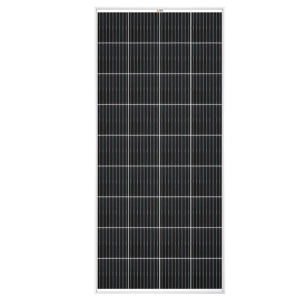 Detailed view of the Rich Solar panel surface texture, showcasing high-efficiency monocrystalline solar cell technology.