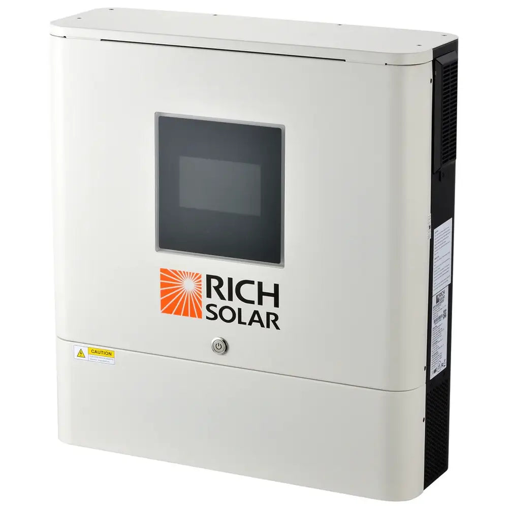 High-angle perspective view of the Rich Solar NOVA 6500S 48V solar inverter housing.