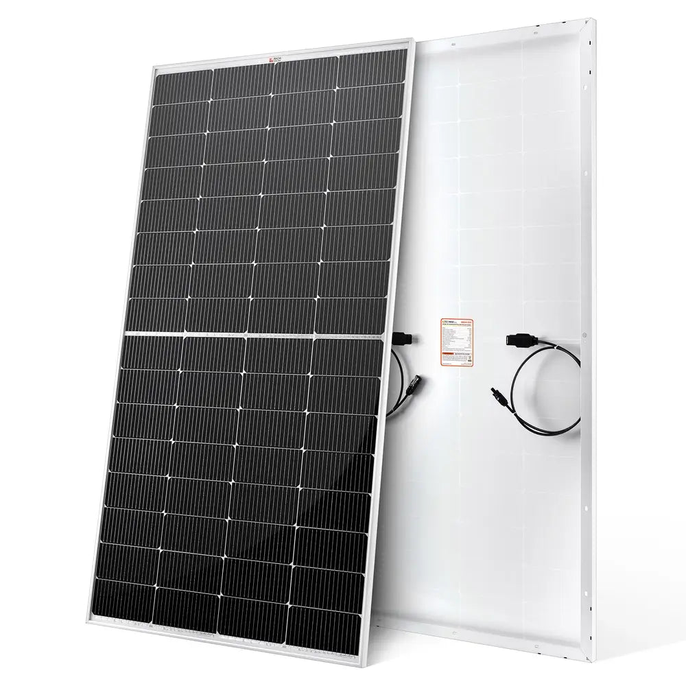 Close-up structural detail of the durable, corrosion-resistant aluminum frame corner and protective glass layer on a Rich Solar solar panel.