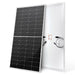 Close-up structural detail of the durable, corrosion-resistant aluminum frame corner and protective glass layer on a Rich Solar solar panel.