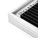 Close-up shot of the IP68 waterproof, 1500V rated split junction box and output cable on a Rich Solar MEGA solar panel.