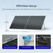 Dimensional setup guide for Renogy 590W solar panels showing measurements of 89.7 inches by 44.6 inches, featuring close-ups of preserved mounting holes and plug-and-play connectors.