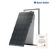 Renogy ShadowFlux 120W anti-shading N-type rigid solar panel displayed next to a Frost & Sullivan Market Position Statement certificate.