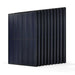 A bundle of ten Rich Solar Mega 410W monocrystalline solar panels stacked together for a high-efficiency residential off-grid solar array.