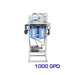 Crystal Quest 1,000 GPD standalone whole house reverse osmosis system featuring blue pre-filters, pressure gauges, and a stainless steel frame.