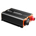 Rear angled view of the Rich Solar 1000W power inverter focusing on the heavy-duty positive and negative 12V DC terminals and central cooling fan.