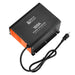 High-angle overview of the Rich Solar 100A power converter charger unit alongside its bundled AC power input cord.