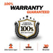 Rich Solar 100% warranty guaranteed badge highlighting lifetime customer support, 1-year manufacturing defect warranty, and 30-day money-back guarantee.