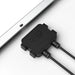 Close-up of the waterproof IP65/IP67 junction box and output cables on the back of a Rich Solar panel.