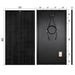 Close-up view of the corner grid lines and premium matte black aluminum frame on a Rich Solar ONYX 100 watt solar panel.