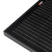 Extreme close-up of a high-efficiency monocrystalline solar cell grid on a Rich Solar ONYX all-black 100W panel.