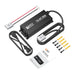 Complete box contents for the Rich Solar 12V 20A LiFePO4 battery charger kit including the charger unit, AC power cable, ring terminal adapter, wall mounting screws with anchors, and user manual.