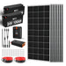 Rich Solar 1600W 24V complete solar kit including eight solar panels, two 24V 100Ah LiFePO4 lithium batteries, 60A MPPT charge controller, and 3000W inverter.