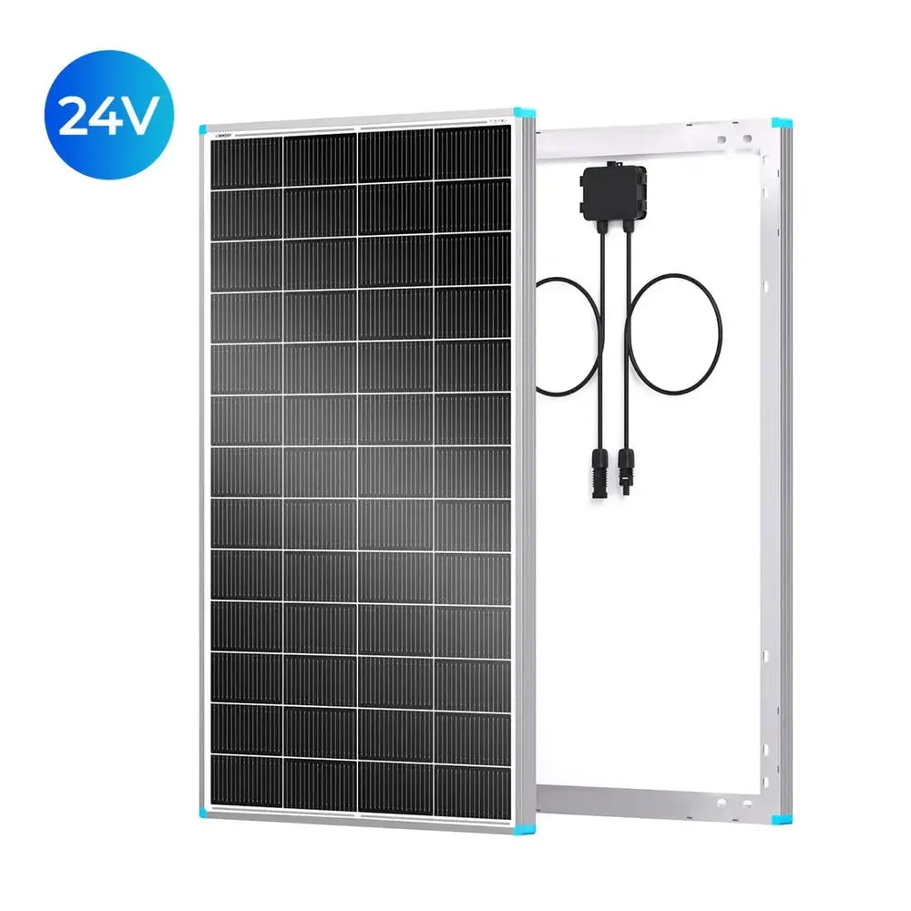 Renogy 200W 24V N-Type Slim Solar Panel with durable aluminum frame and high-efficiency black solar cells.