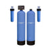 Crystal Quest High Flow Water Filtration system with two blue tanks and two side cartridge filters.