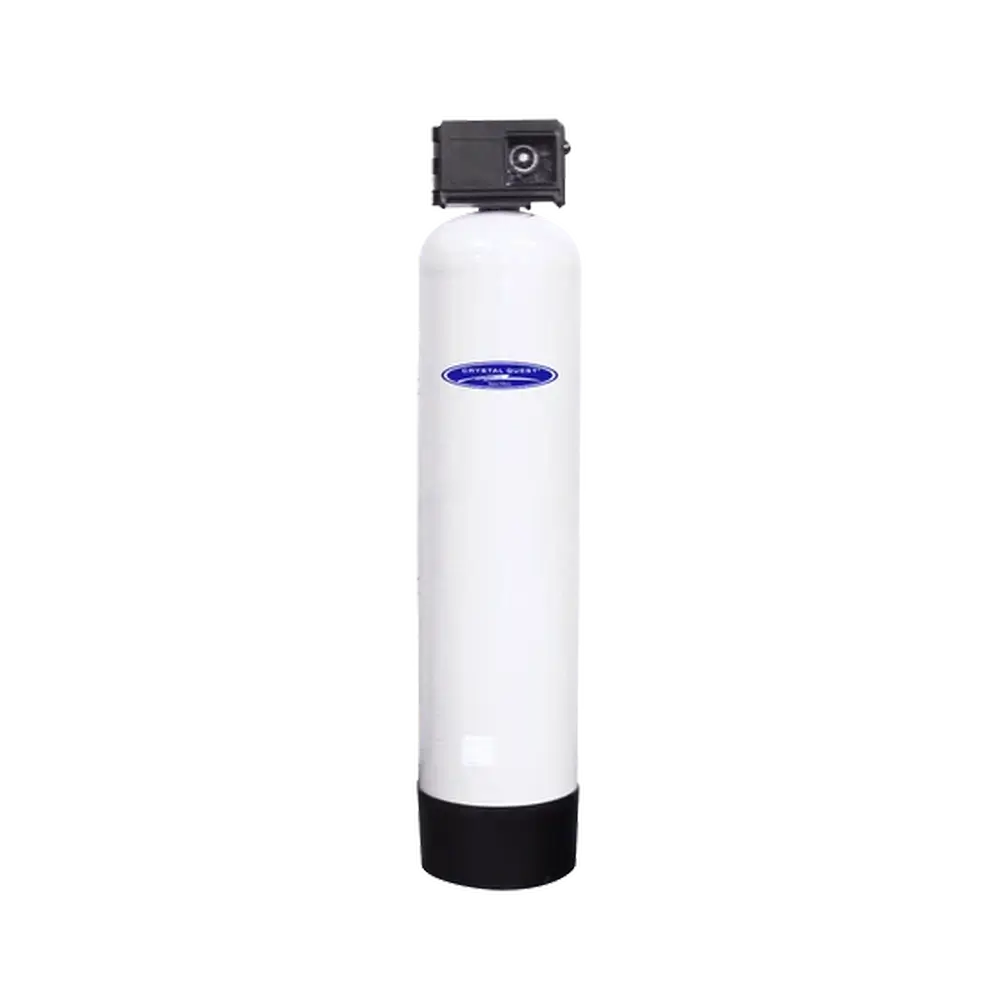 Crystal Quest SMART GAC Commercial Filtration System with white tank and front-facing control valve.