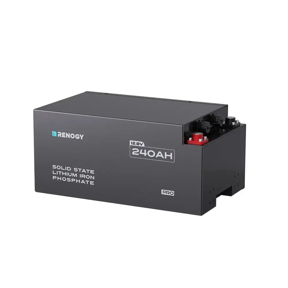 Renogy Pro S1 12V 240Ah Pro Solid State Lithium Iron Phosphate LiFePO4 Battery isolated on a white background.