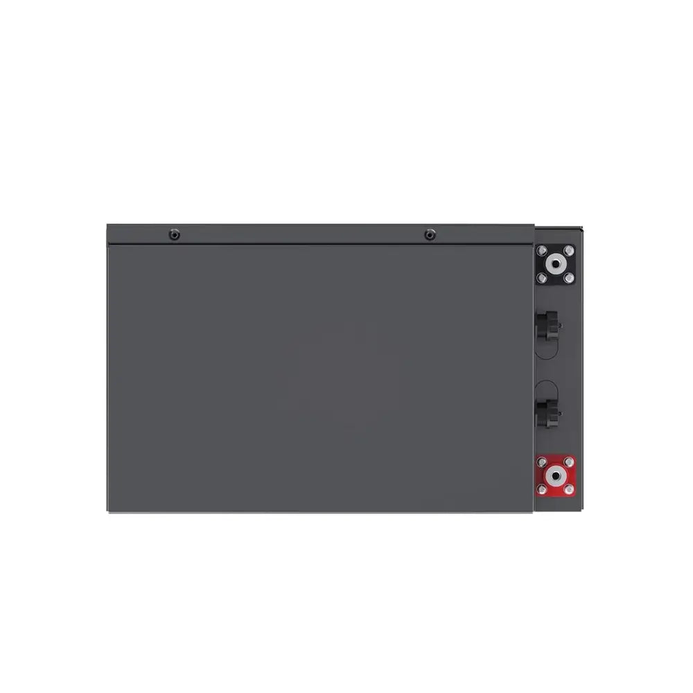 Top-down view of a Renogy Pro S1 solid state lithium battery showcasing the clean casing design, terminal placement, and communication ports.