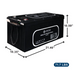 AIMS Power 12V 300Ah LiFePO4 battery with 21.46 x 10.35 x 10.59 inch dimensions and 71.7 lb weight.