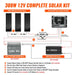 Step-by-step wiring installation diagram for the Rich Solar 300W 12V complete solar kit with 100W slim panels, 30A MPPT controller, battery, and inverter.