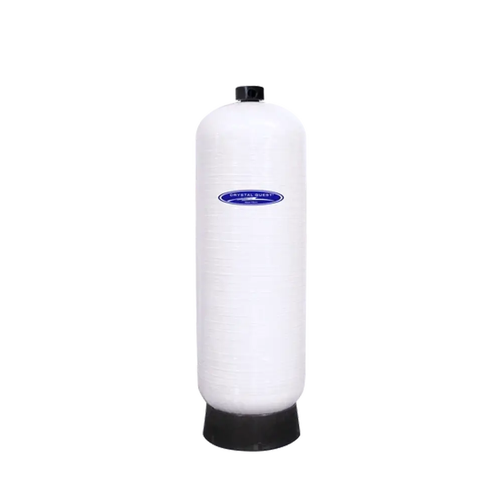 Standard Crystal Quest demineralizing water filtration system with smooth white tank and top inlet for consistent water purification.