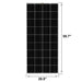 Front view of the Rich Solar 200W solar panel with dimensions marked at 58.7 inches by 26.8 inches.