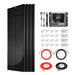 Complete Rich Solar 400W Slim Solar Kit components featuring four slim solar panels, a 30A MPPT charge controller, mounting Z-brackets, and electrical wiring cables.