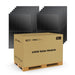 A complete 12-pack pallet package of Rich Solar MEGA series 410W solar modules featuring the branded heavy-duty freight box.