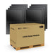 An 8-piece wholesale package of Rich Solar MEGA 410W solar panels displayed with a bulk delivery box on a shipping pallet.