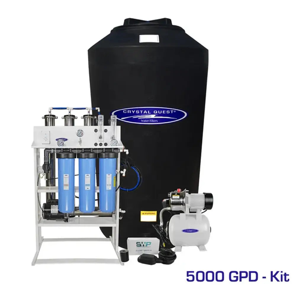 Crystal Quest 5000 GPD Whole House RO Water Filter System with 165 Gallon Tank Kit