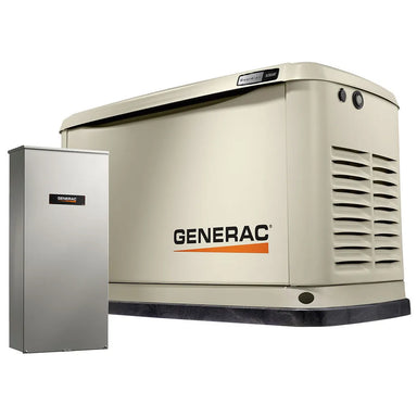 Generac 7172 10kW standby generator with 100A transfer switch on white background