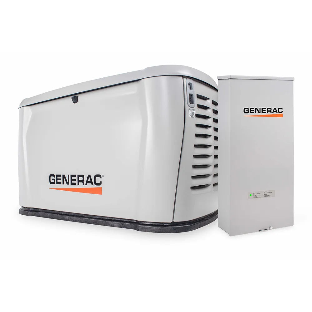 Generac 7324 18kW generator with 200A transfer switch on white background