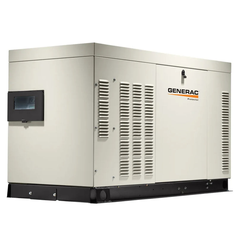 Generac RG02224ANAX 22kW liquid-cooled generator angled front view on white background