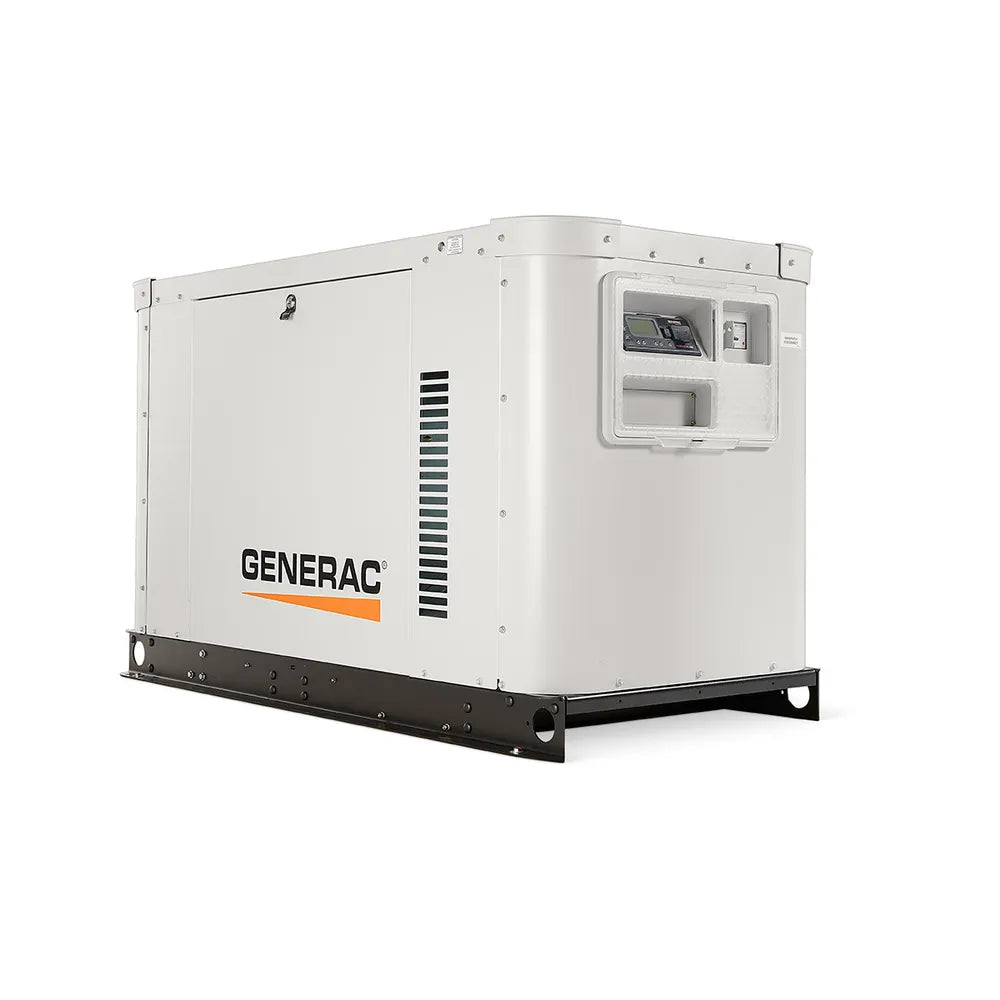 Generac XG03025CNAX 30kW 3-phase standby generator, angled front view