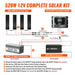 Wiring installation diagram for Rich Solar 520W 12V complete solar kit showing connections between 130W slim panels, MPPT controller, battery, and inverter.