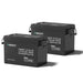 Two Renogy Core Mini 12V 300Ah deep cycle lithium iron phosphate batteries with built-in carrying handles, shown side-by-side on a isolated white background.