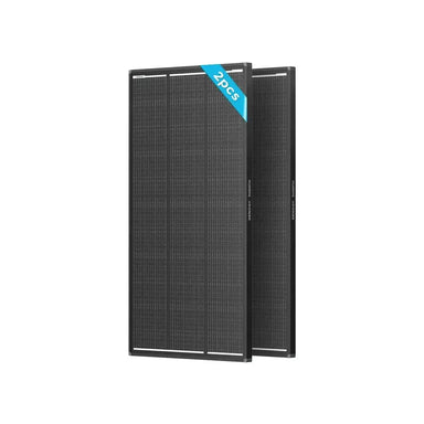 Product shot of the Renogy 2 Pcs 120W ShadowFlux Anti-Shading N-Type Solar Panel kit on a clean white background.