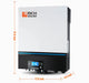 Size dimensions for Rich Solar 6500W 48V off-grid hybrid solar inverter with LCD display.