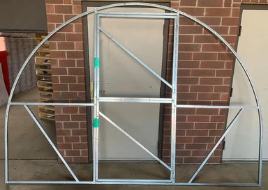 Heavy-duty galvanized steel door and end-wall frame for the GreenhouseToGrow Camellia 10x26 greenhouse kit.