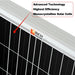 Close-up of the high-efficiency N-Type monocrystalline solar cells and brand logo on a Rich Solar MEGA 200 PRO panel.