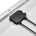 Close-up of the PV-SY-005 IP67 waterproof junction box on the back of a Rich Solar 50W solar panel.