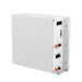 Perspective view of the side wiring interface and integrated DC circuit breaker on a Rich Solar battery module.