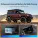 Off-road vehicle driving through desert dust featuring Renogy LiFePO4 battery shock absorption and impact-resistant internal structural reinforcement.