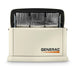 Generac 10kW aluminum standby generator with lid raised, front exterior view and insulated interior panels