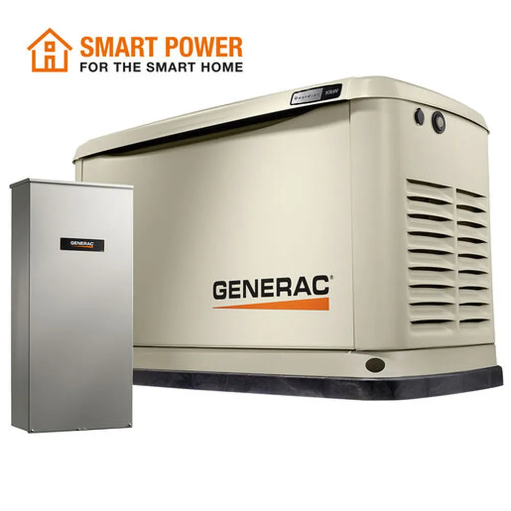 Generac 7172 10kW standby generator with 100A switch and Smart Power for the Smart Home text