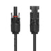 Close-up view of male and female MC4 compatible solar connectors on a Rich Solar panel output cable.