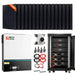 Complete Rich Solar 15.36kWh 6560W PV off-grid solar kit system components including 16 410W solar panels, hybrid inverter, and battery rack.